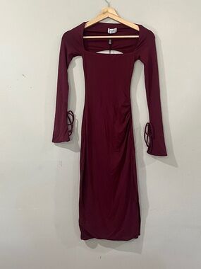 knee length dresses for ladies Cowl-Neck Long-Sleeve Midaxi Dress in Black
